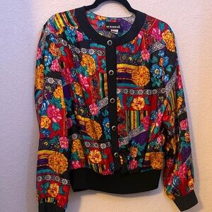 Notations Multicolor Floral Bomber Jacket